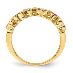 14k Genuine 6 Stone Mother's Ring - 9