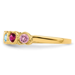 14k Genuine 6 Stone Mother's Ring - 9