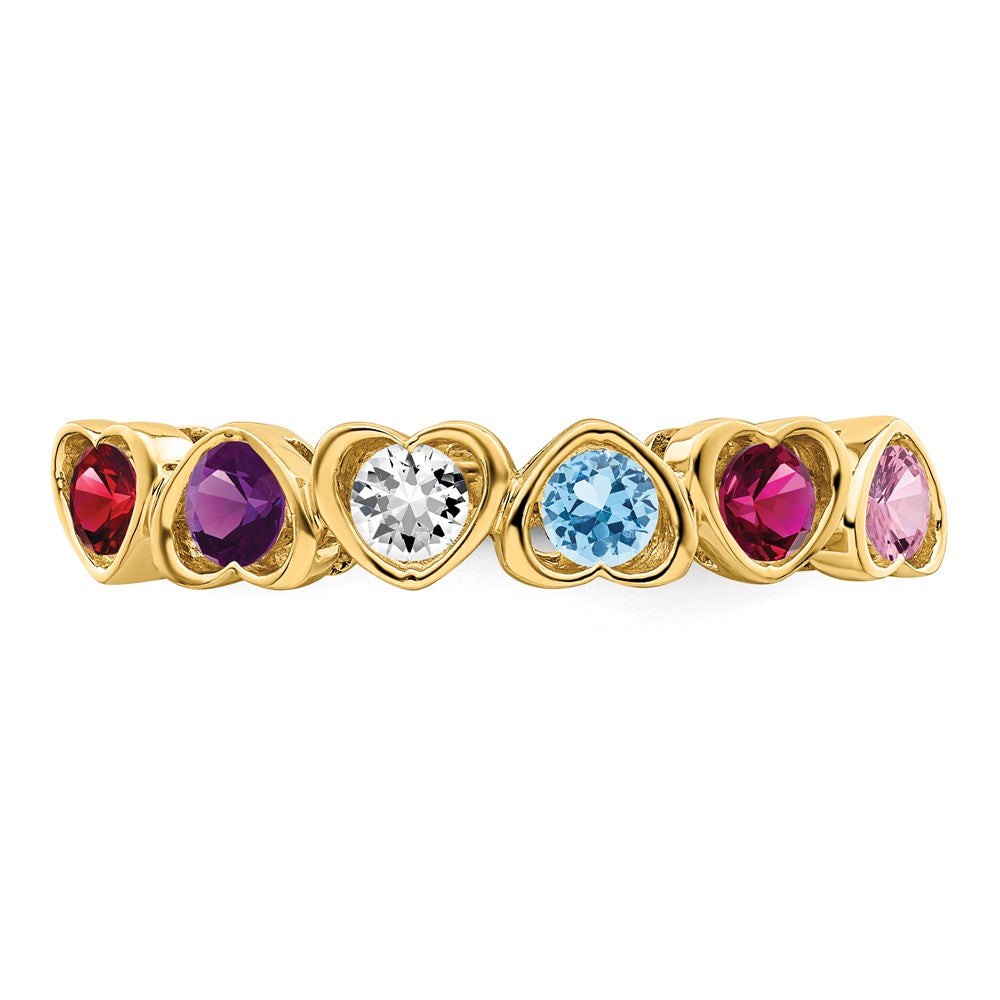 14k Genuine 6 Stone Mother's Ring - 9