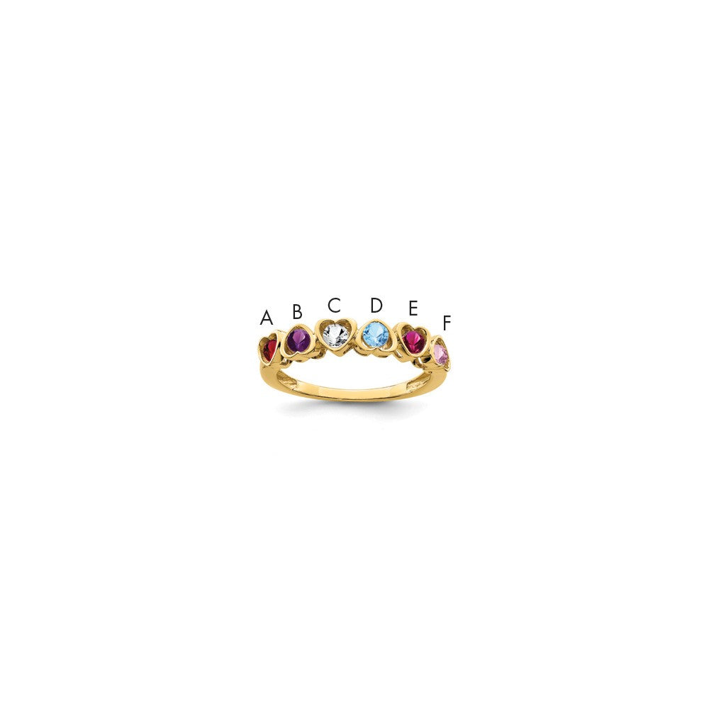 14k Genuine 6 Stone Mother's Ring - 9