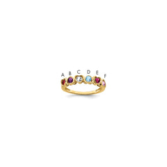 14k Genuine 6 Stone Mother's Ring - 9