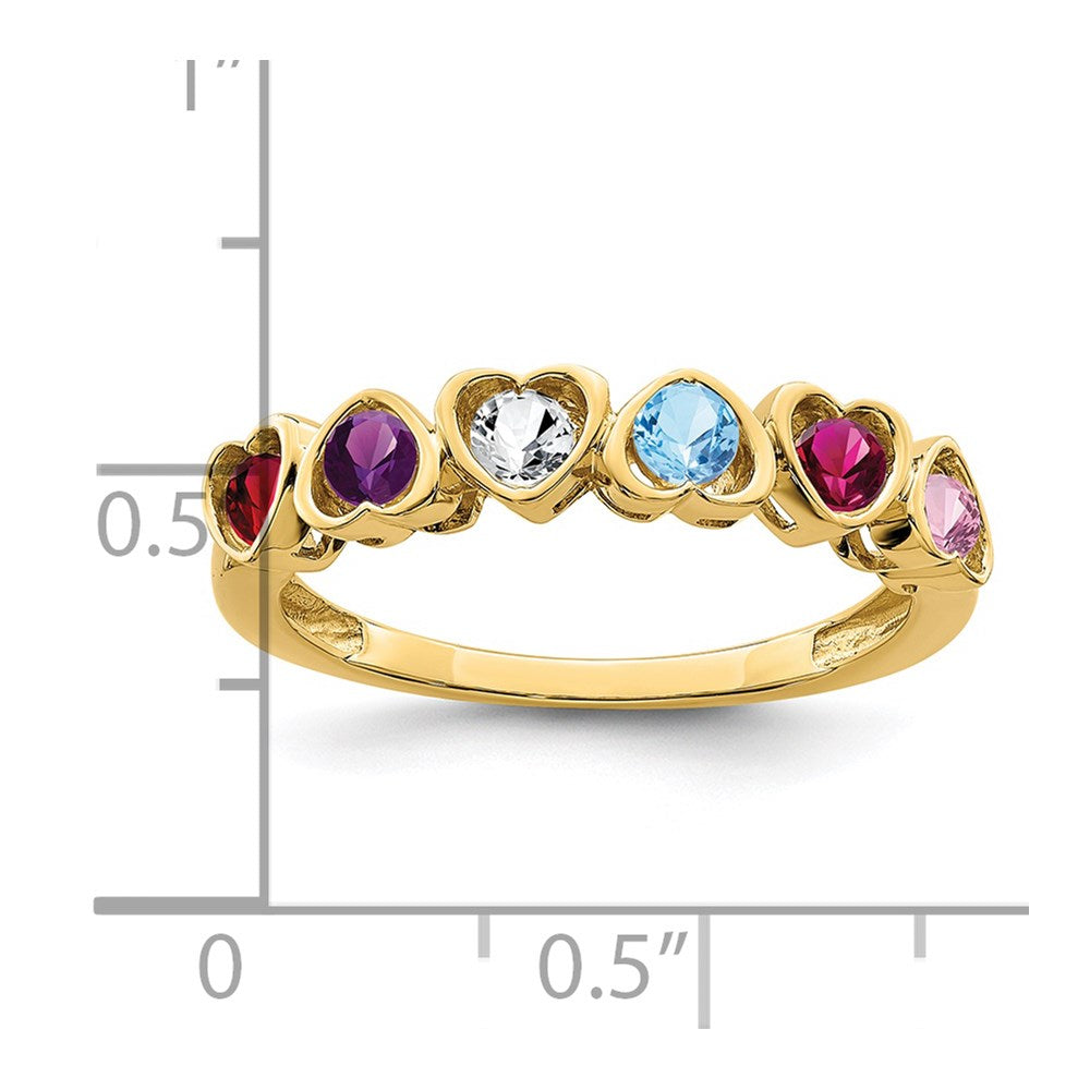 14k Genuine 6 Stone Mother's Ring - 9