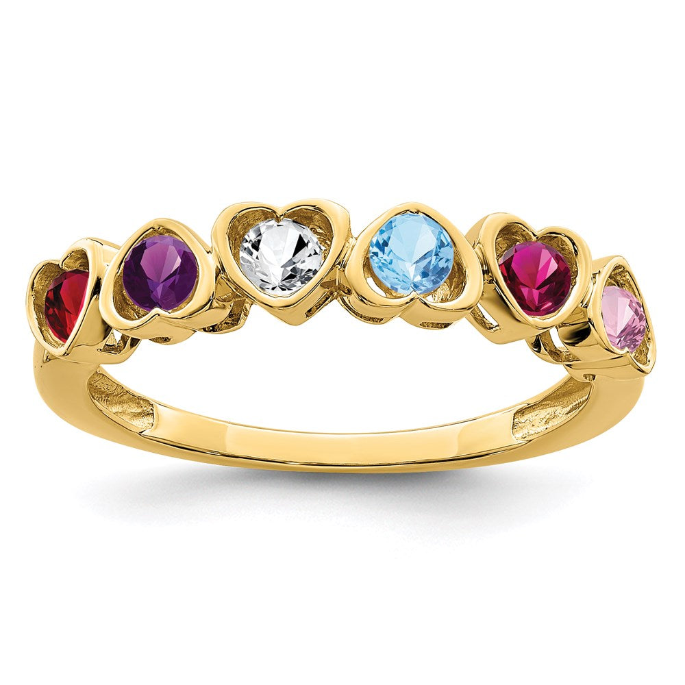 14k Genuine 6 Stone Mother's Ring - 9