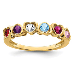 14k Genuine 6 Stone Mother's Ring - 9