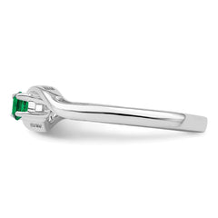 Sterling Silver Rhodium-plated Synthetic 2 Stone Mother's Ring - 110