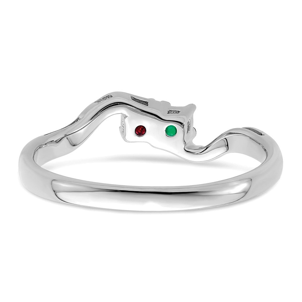 Sterling Silver Rhodium-plated Synthetic 2 Stone Mother's Ring - 111
