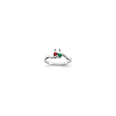 Sterling Silver Rhodium-plated Synthetic 2 Stone Mother's Ring - 110