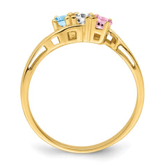 14k Genuine 3 Stone Mother's Ring - 3