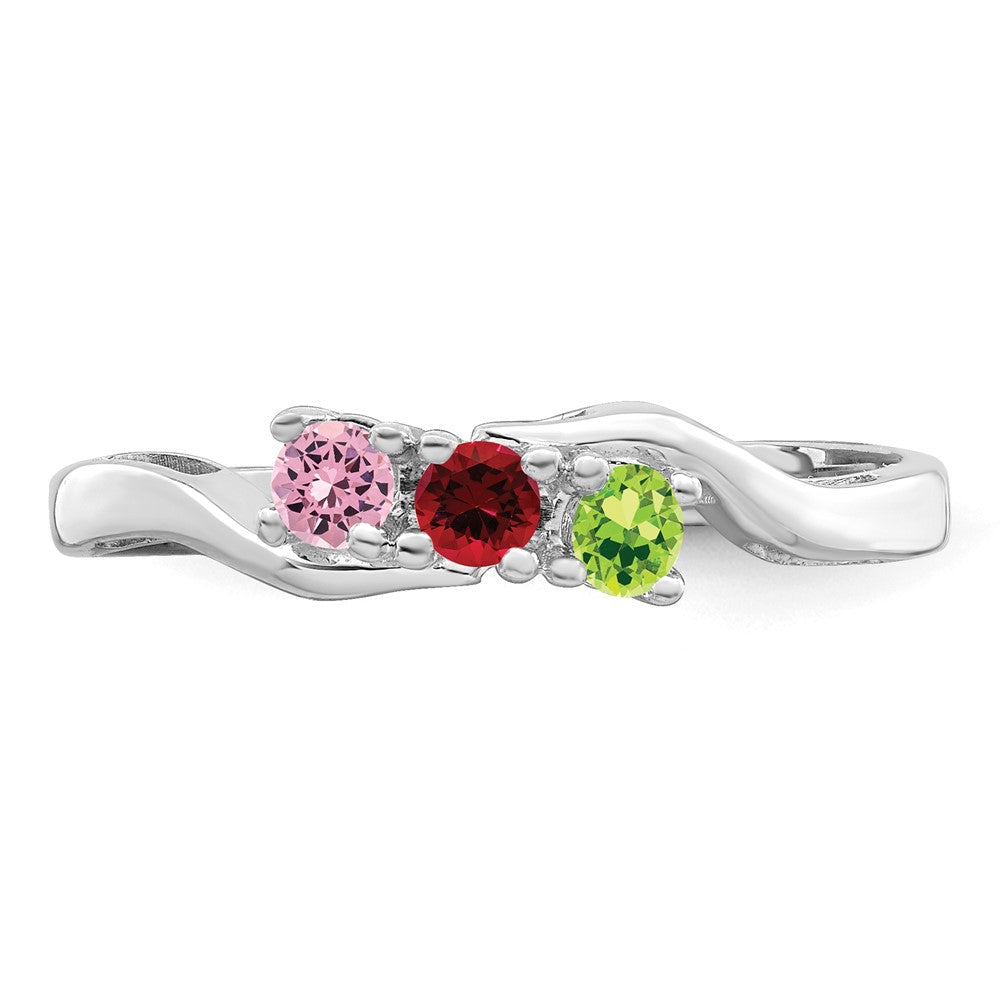 14k White Gold Synthetic Family Jewelry Ring - 35