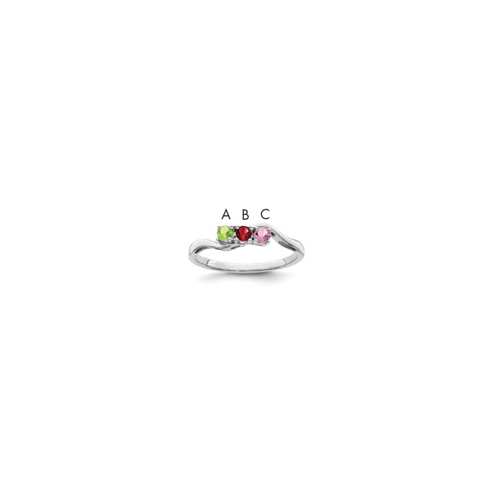 14k White Gold Synthetic Family Jewelry Ring - 35