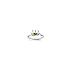 14k White Gold Synthetic Family Jewelry Ring - 35