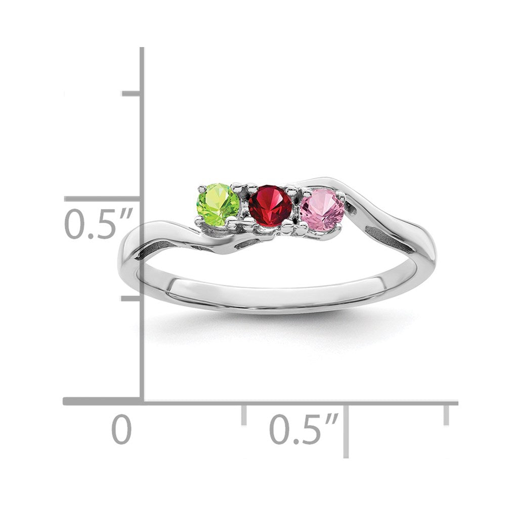14k White Gold Synthetic Family Jewelry Ring - 35
