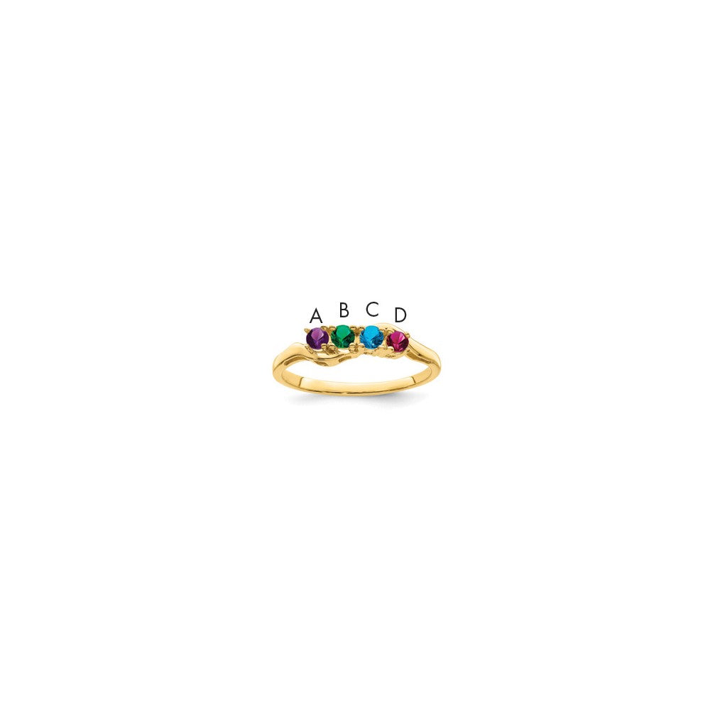 14k Genuine 4 Stone Mother's Ring - 6