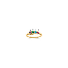 14k Genuine 4 Stone Mother's Ring - 6