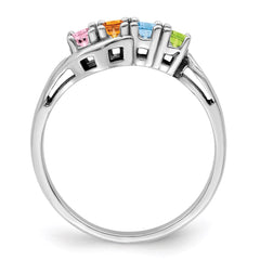 Sterling Silver Rhodium-plated Synthetic 4 Stone Mother's Ring - 81