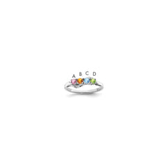 Sterling Silver Rhodium-plated Synthetic 4 Stone Mother's Ring - 81