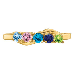 14k Genuine 5 Stone Mother's Ring - 2