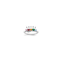 Sterling Silver Rhodium-plated Synthetic 5 Stone Mother's Ring - 66