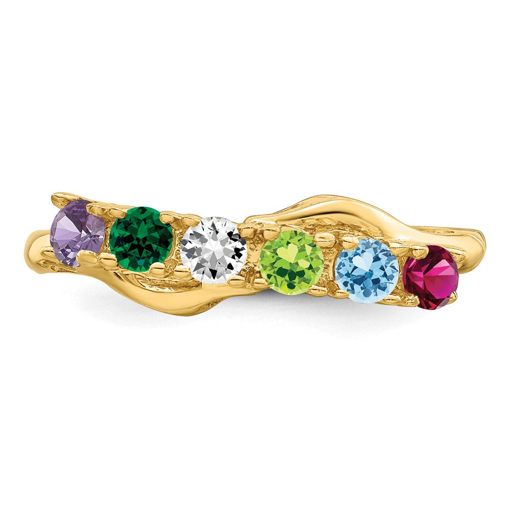 14k Genuine 6 Stone Mother's Ring - 3