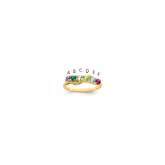 14k Genuine 6 Stone Mother's Ring - 3