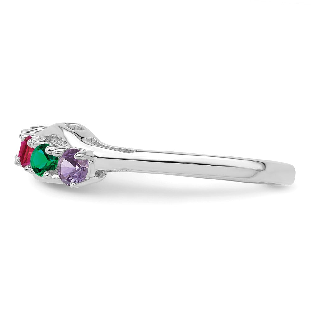 Sterling Silver Rhodium-plated Synthetic 6 Stone Mother's Ring - 46