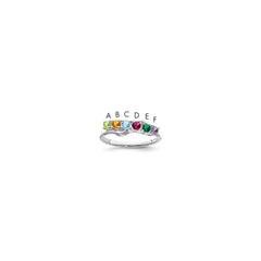 Sterling Silver Rhodium-plated Synthetic 6 Stone Mother's Ring - 46