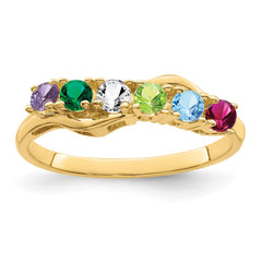 14k Genuine 6 Stone Mother's Ring - 3