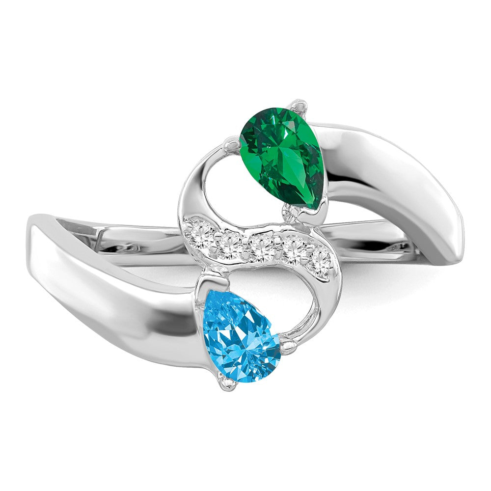 14k White Gold Genuine Family Jewelry Ring - 23