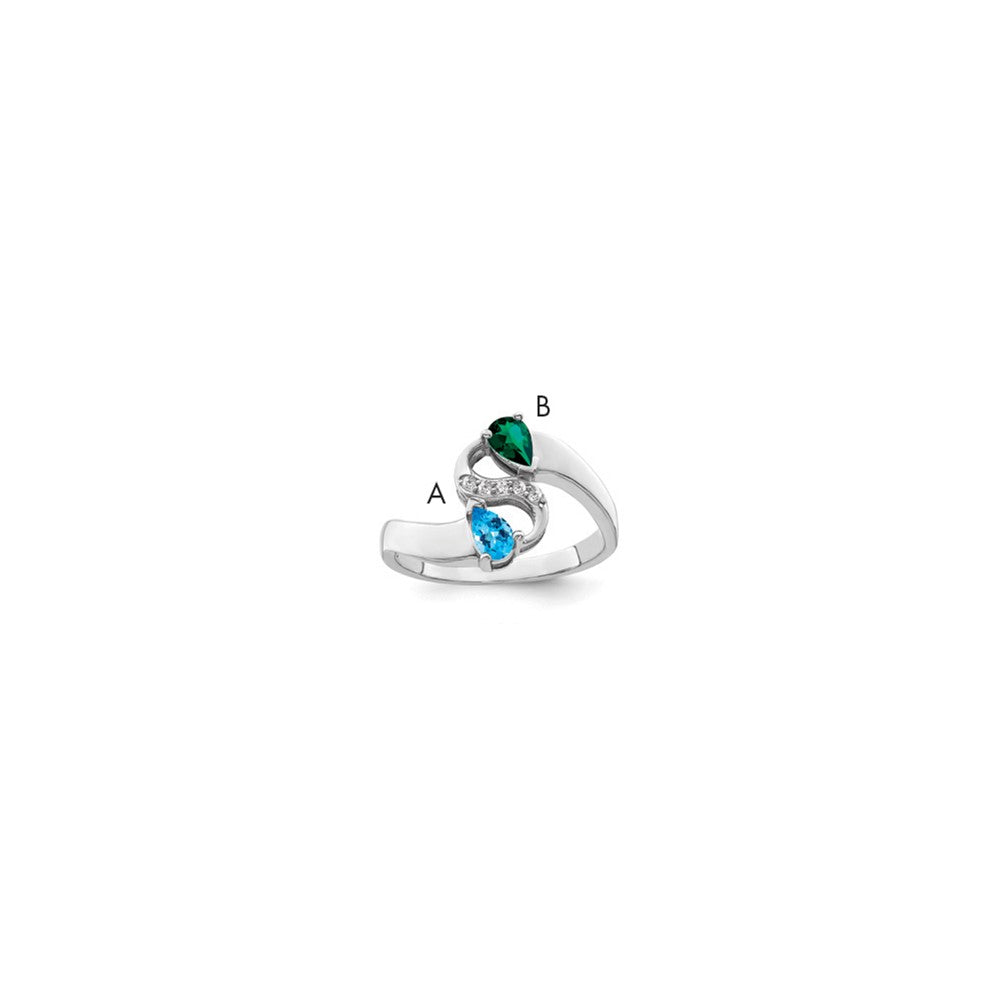 Sterling Silver Rhodium-plated Imitation and Diamond Couple Ring - 20