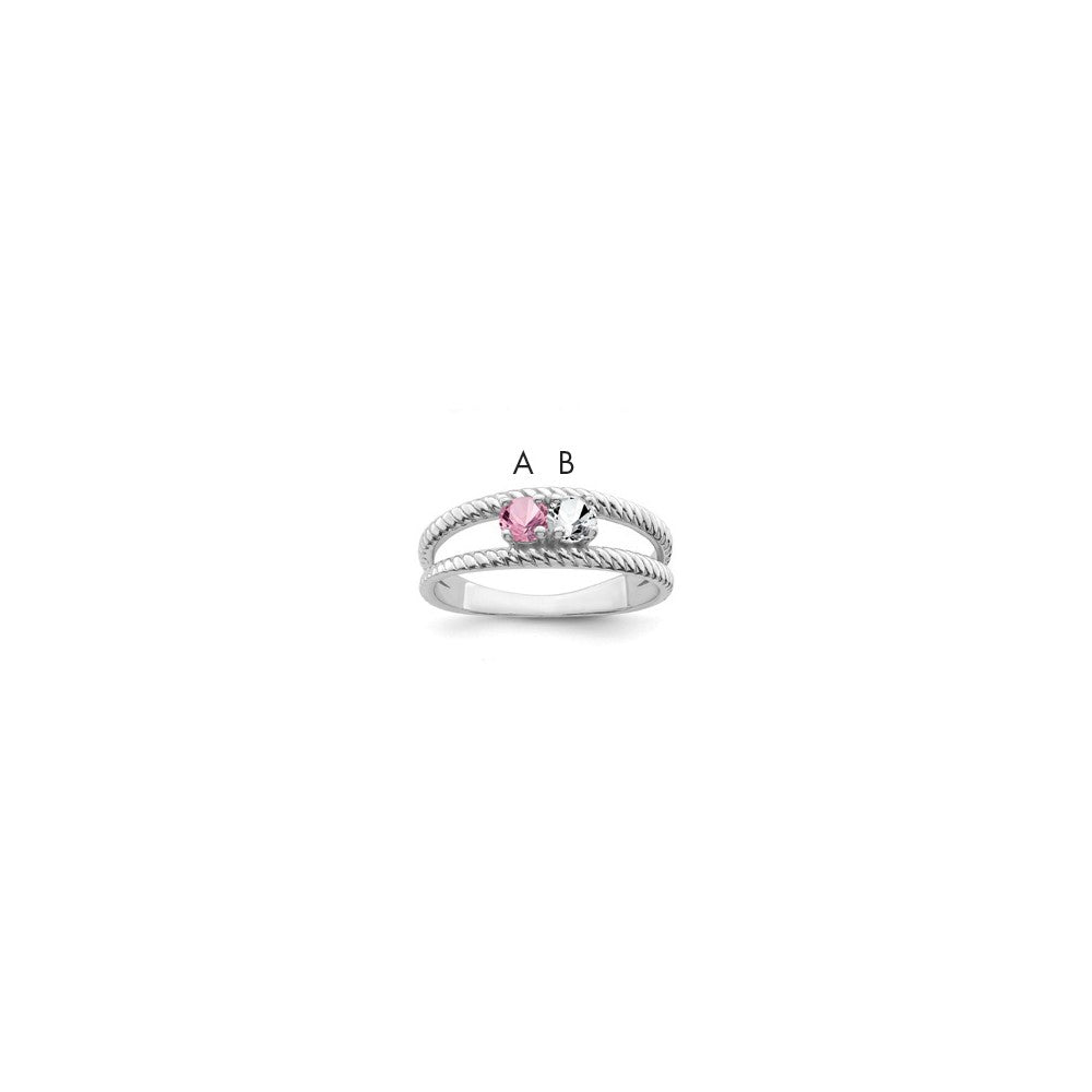 Sterling Silver Rhodium-plated Family Jewelry Ring - 125