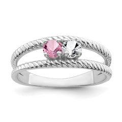 Sterling Silver Rhodium-plated Family Jewelry Ring - 125