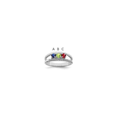 Sterling Silver Rhodium-plated Synthetic 3 Stone Mother's Ring - 108