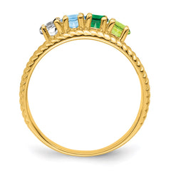 14k Genuine 4 Stone Mother's Ring - 15