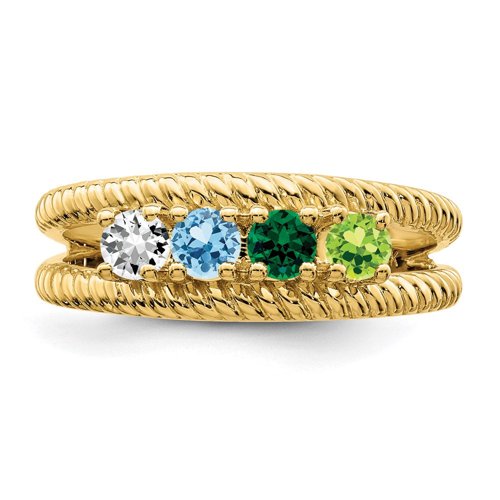 14k Genuine 4 Stone Mother's Ring - 15