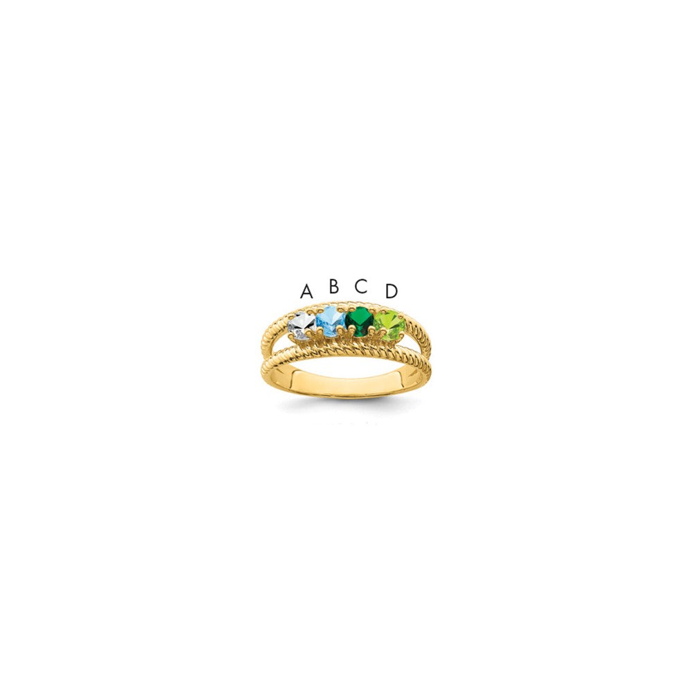 14k Genuine 4 Stone Mother's Ring - 15