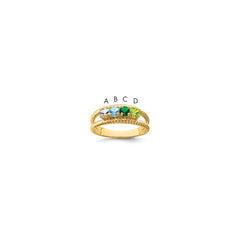 14k Genuine 4 Stone Mother's Ring - 15