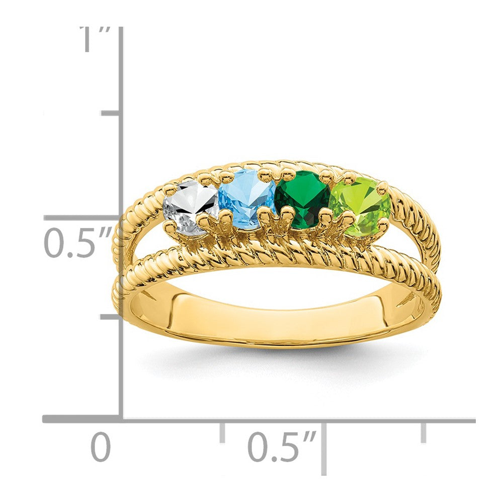 14k Genuine 4 Stone Mother's Ring - 15