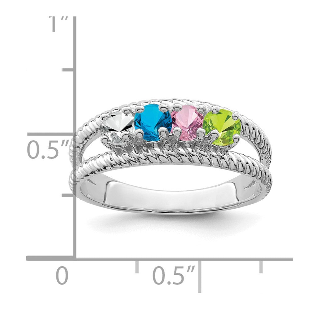 14k White Gold Synthetic Family Jewelry Ring - 82