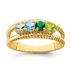14k Genuine 4 Stone Mother's Ring - 15