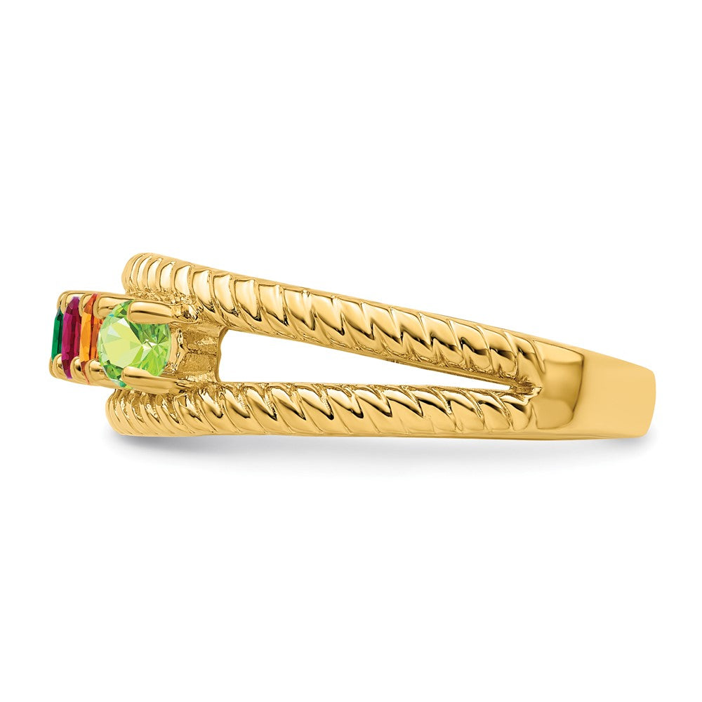 14k Genuine 5 Stone Mother's Ring - 7