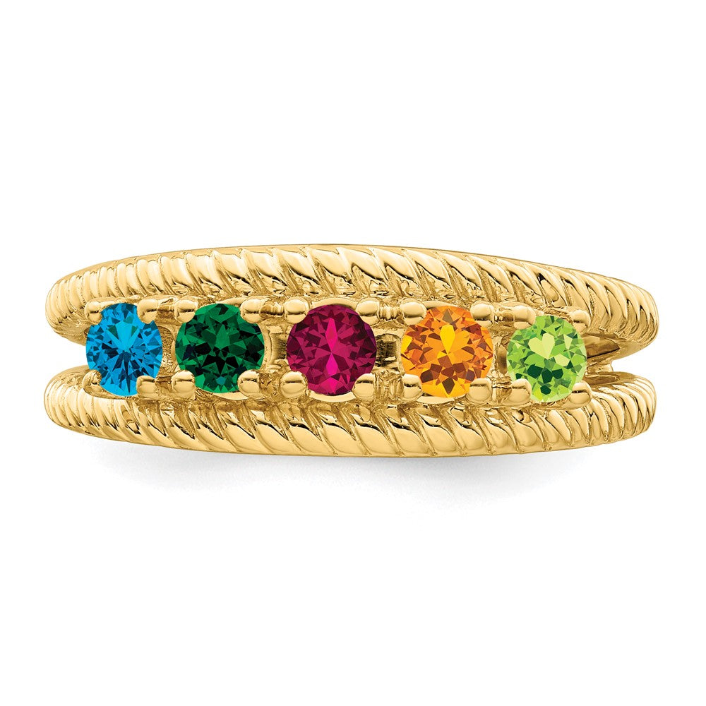14k Genuine 5 Stone Mother's Ring - 7