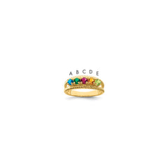 14k Genuine 5 Stone Mother's Ring - 7