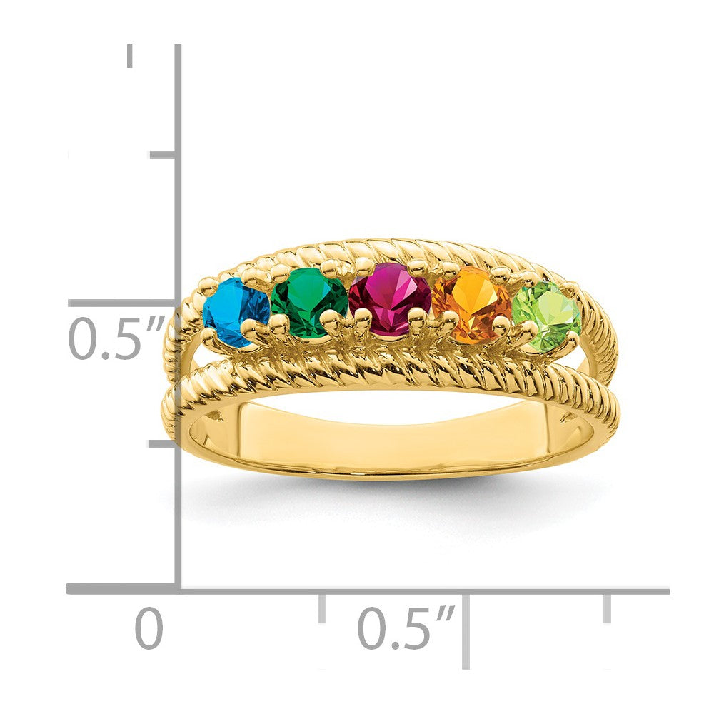 14k Genuine 5 Stone Mother's Ring - 7