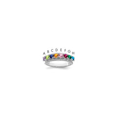 14k White Gold Polished 8-Stone Mothers Ring Mounting