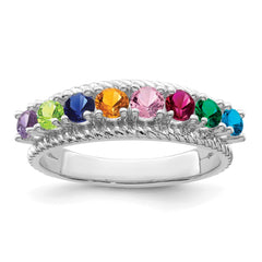 Sterling Silver Rhodium-plated Family Jewelry Ring - 101