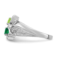 14k White Gold Synthetic Family Jewelry Ring - 66