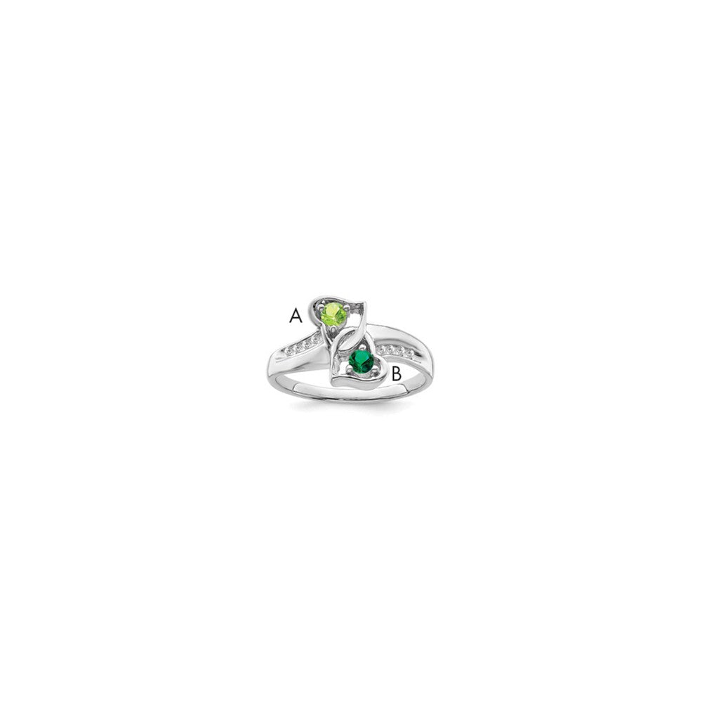 14k White Gold Synthetic Family Jewelry Ring - 66