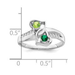 14k White Gold Synthetic Family Jewelry Ring - 66