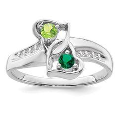 14k White Gold Synthetic Family Jewelry Ring - 66