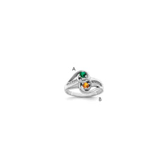 Sterling Silver Rhodium-plated Sythetic Stone & Diamond Couple Ring